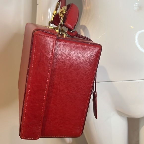 Mark Cross Grace Vintage Red Leather Grace Box Crossbody Hand Bag - Picture 8 of 16